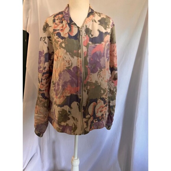 Juicy Couture Women’s watercolor cammo Floral Bomber Jacket xl - Picture 1 of 5